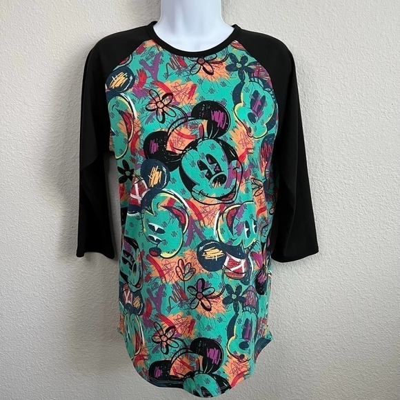 LULAROE Randy Top Disney Minnie Mouse 3/4 Sleeve Baseball Tee Women's Small - Picture 1 of 4